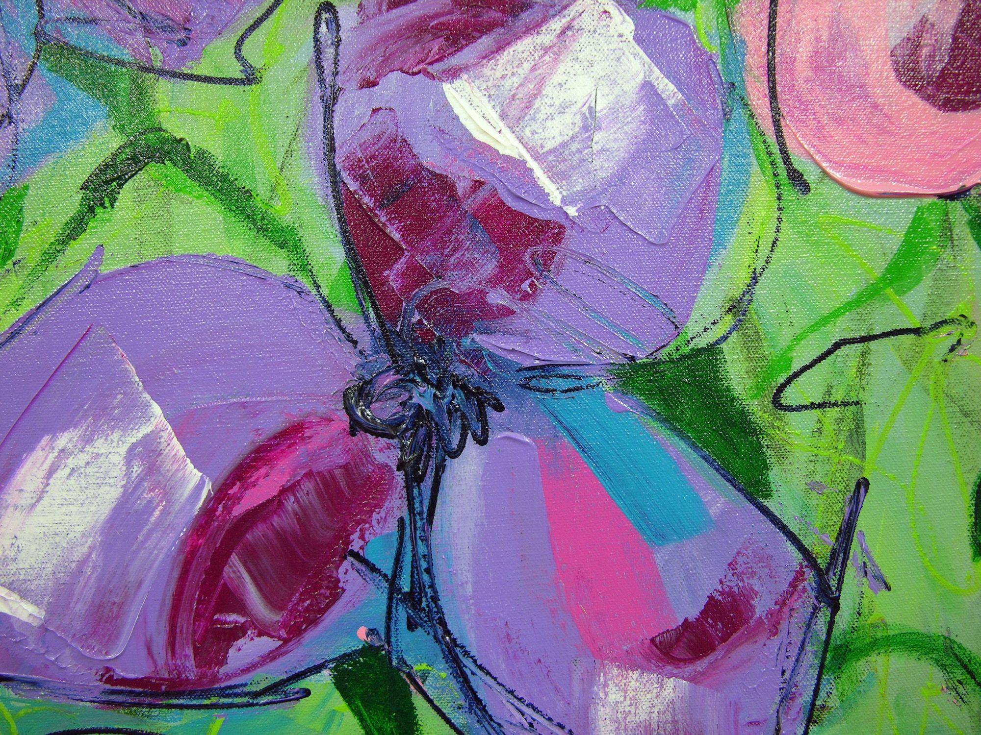 Abstract Floral Three, Painting, Acrylic on Canvas For Sale 1