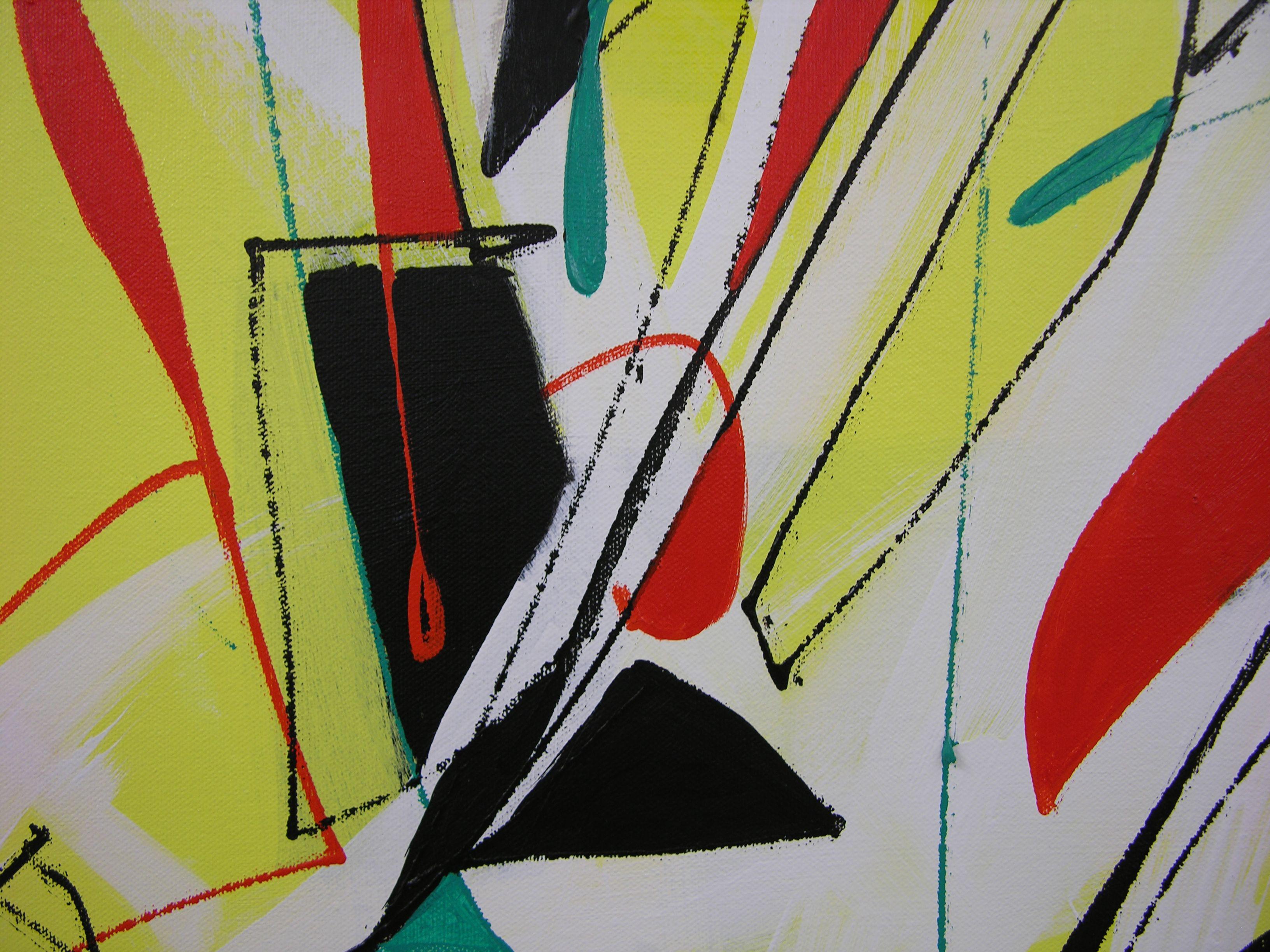 Pintura original de 40 x 40 x 1,5 cm sobre lienzo tensado con la imagen continuando por los lados, de modo que no se necesita marco. Viene con alambre para cuadros, listo para colgar.    El ballet es una danza grácil de formas y líneas ejecutada en