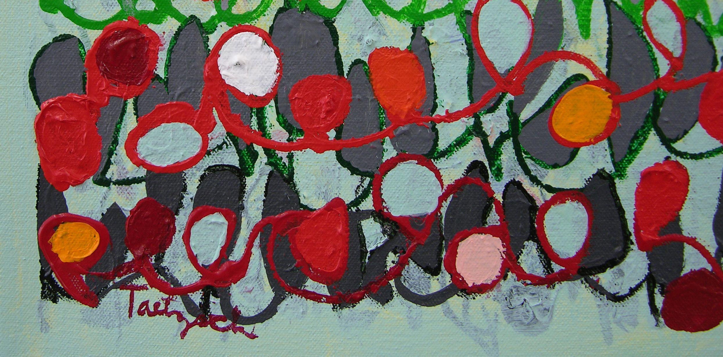 Chucherías y burbujas, Pintura, Acrílico sobre lienzo - Painting Abstracto de Lynne Taetzsch