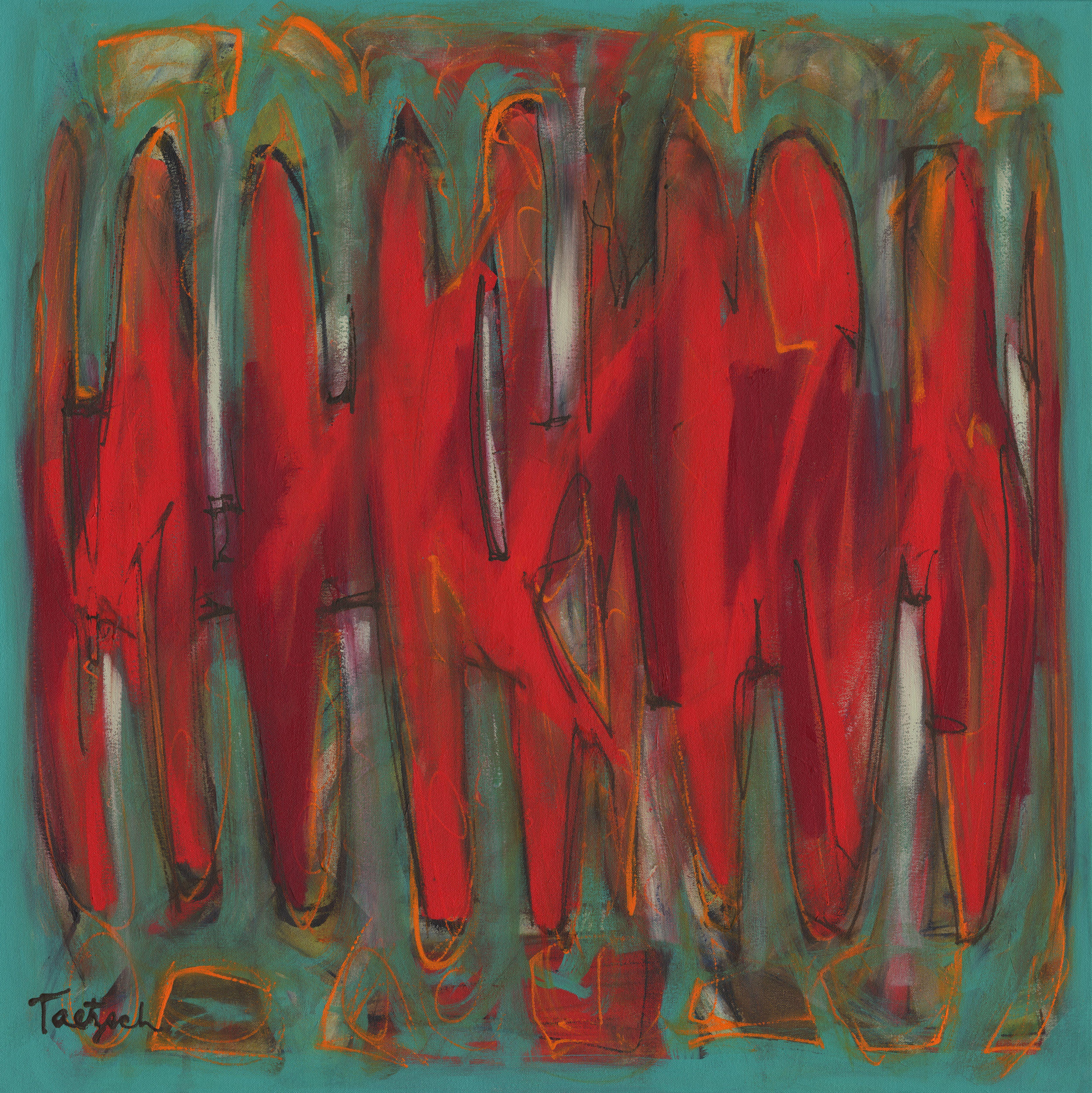Lynne Taetzsch Abstract Painting - Stepping Out, Painting, Acrylic on Canvas