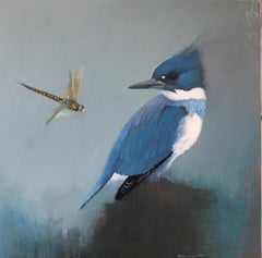 Belted Kingfisher and Dragonfly