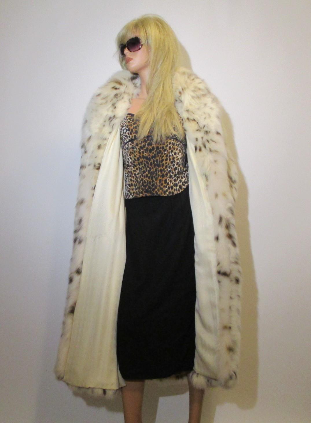 Lynx Belly Fur Coat Full Length Somper Couture Beverly Hills  For Sale 5