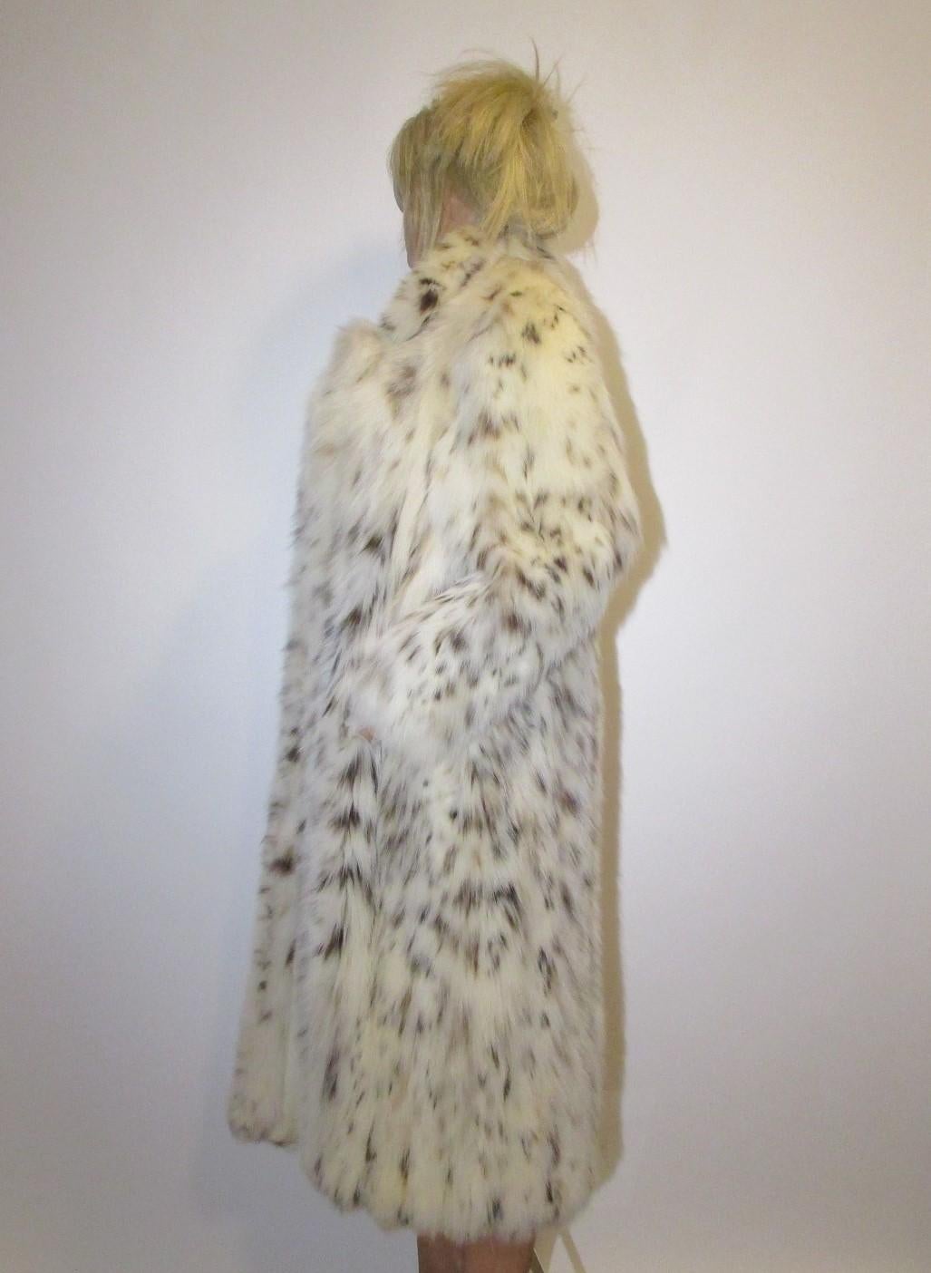 Lynx Belly Fur Coat Full Length Somper Couture Beverly Hills  For Sale 1