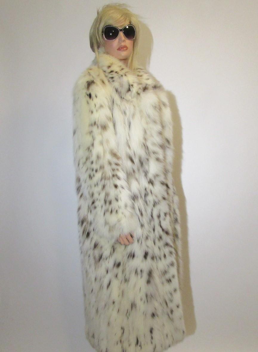 Lynx Belly Fur Coat Full Length Somper Couture Beverly Hills  For Sale 2