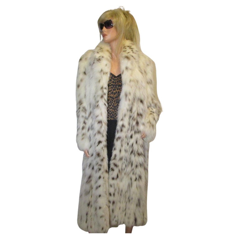 Lynx Belly Fur Coat Full Length Somper Couture Beverly Hills For Sale