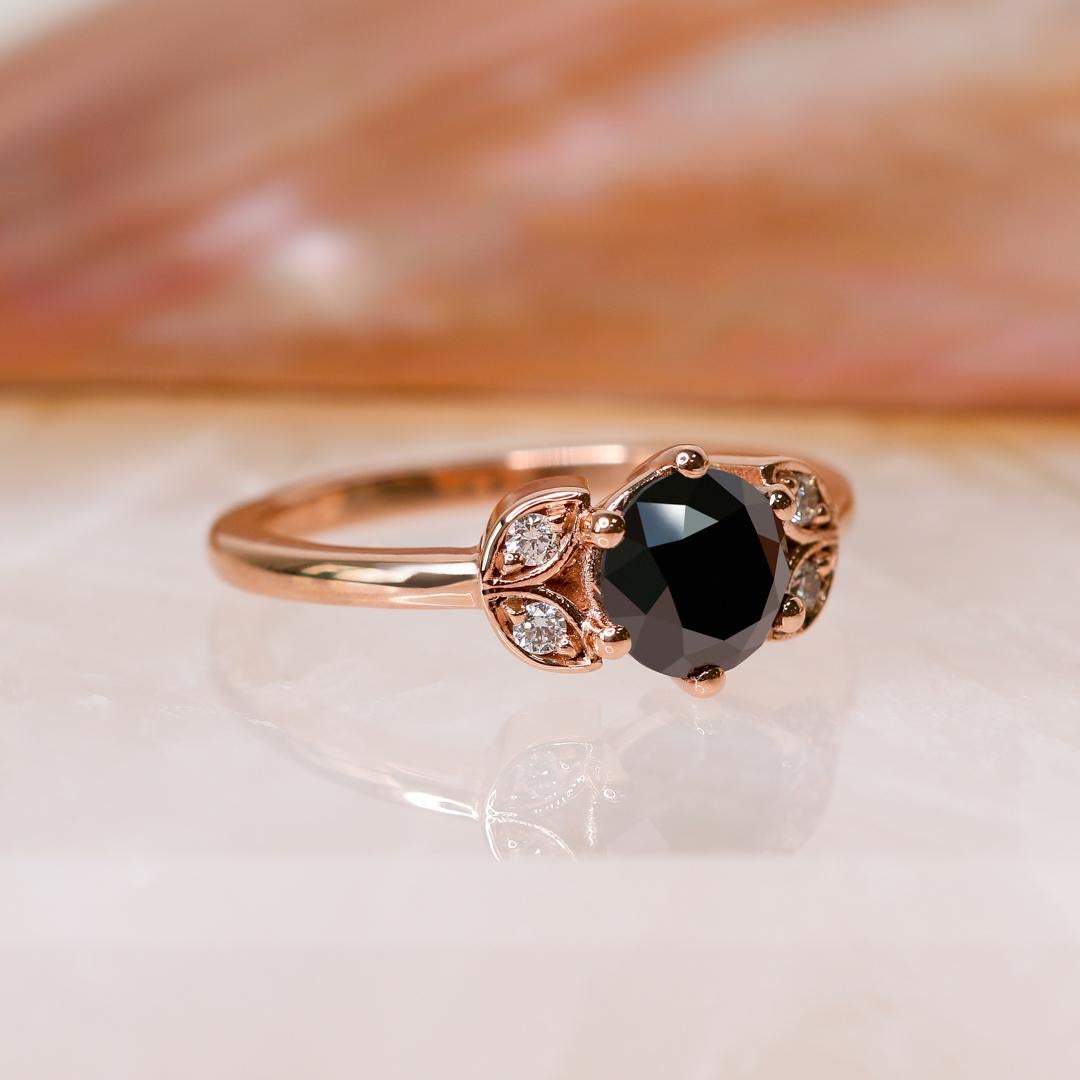 -Total Carat Weight: 3.15 Carats
-14K Rose Gold
-Size: Resizable

Notes:
- All diamonds are natural, earth-mined diamonds that were suitable for Color Enhancement into Fancy Black color.
- All Jewelry are made to order hence any size and gold colors