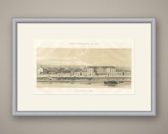 Lyon Veterinary School from the Saone, Antique French Print, 1873