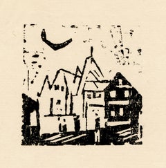 Buildings with Crescent Moon (Gebaude mit Mondsichel) – Artist's letterhead