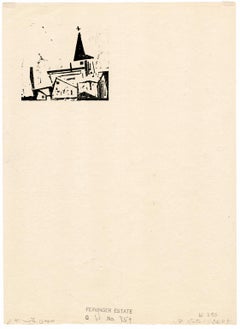 'Church with House and Tree' – Artist's Personal Letterhead, Bauhaus Modernism