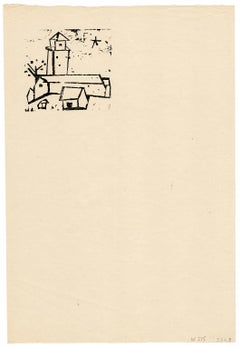'Church with Houses' — Artist's Personal Letterhead, Bauhaus Modernism