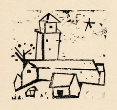 'Church with Houses' — Artist's Personal Letterhead, Bauhaus Modernism