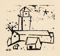 Used 'Church with Houses' — Artist's Personal Letterhead, Bauhaus Modernism