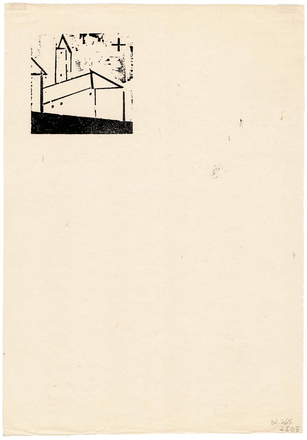 'Church with Star' – Artist's Personal Letterhead, Bauhaus Modernism - Print by Lyonel Feininger