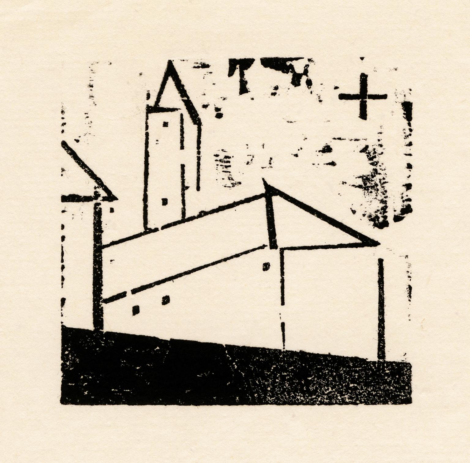 Lyonel Feininger Figurative Print – Kirche mit Stern" - Persönlicher Briefkopf des Künstlers, Bauhaus-Moderne