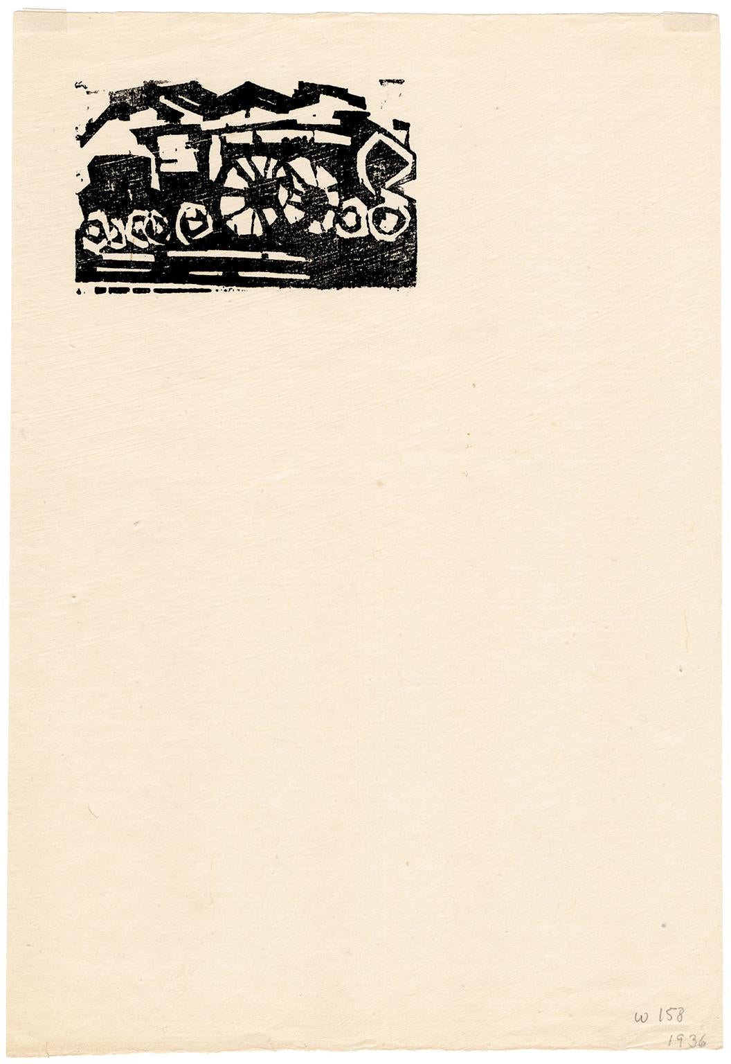 'Little Locomotive' – Artist's Personal Letterhead, Bauhaus Modernism - Print by Lyonel Feininger