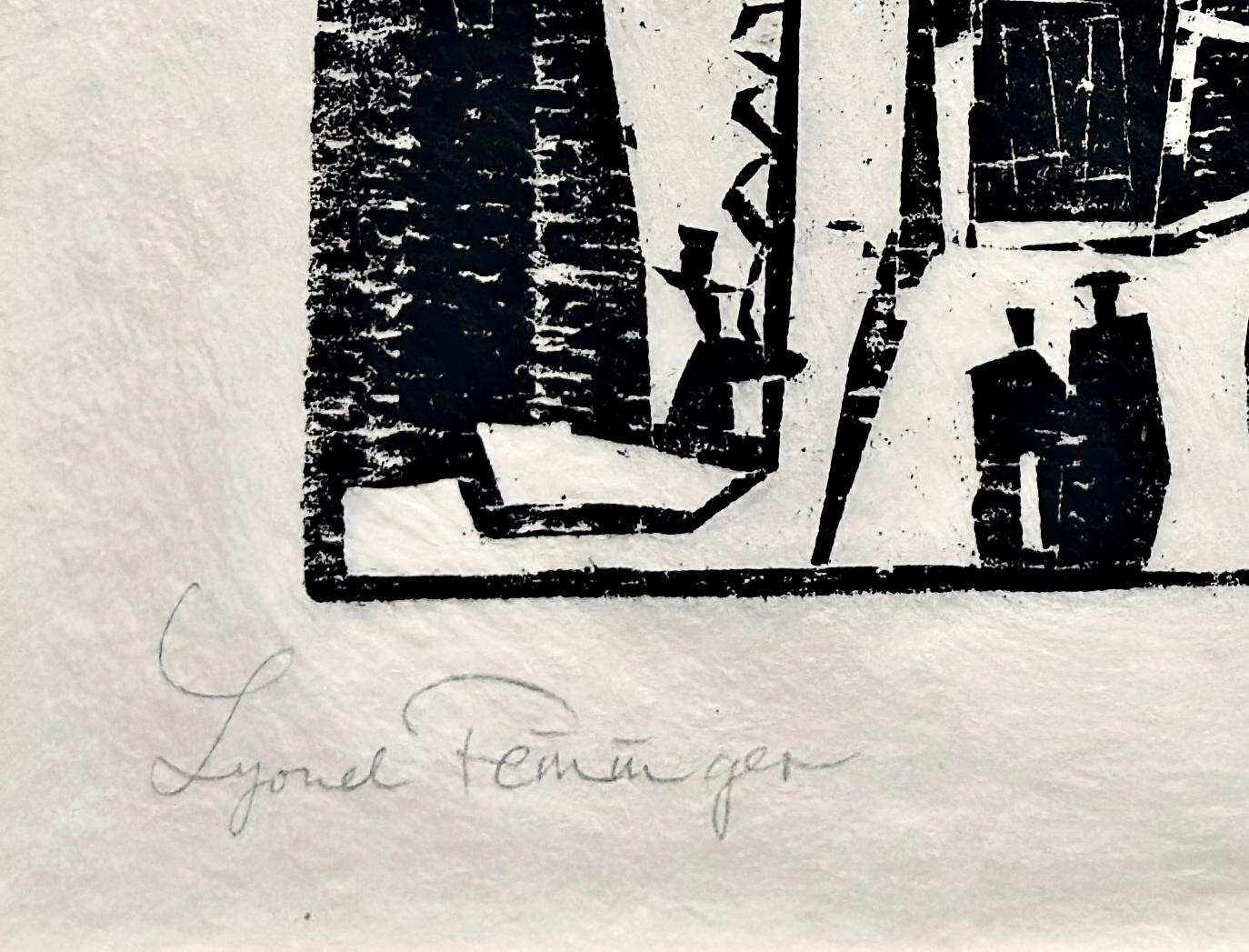 Lyonel Feininger Customs House, Figures and Sailors 1920 Hand-signed woodcut For Sale 2