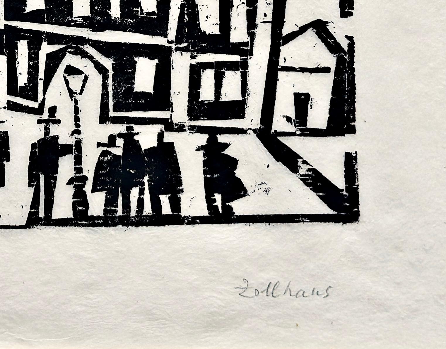 Lyonel Feininger Customs House, Figures and Sailors 1920 Hand-signed woodcut For Sale 3