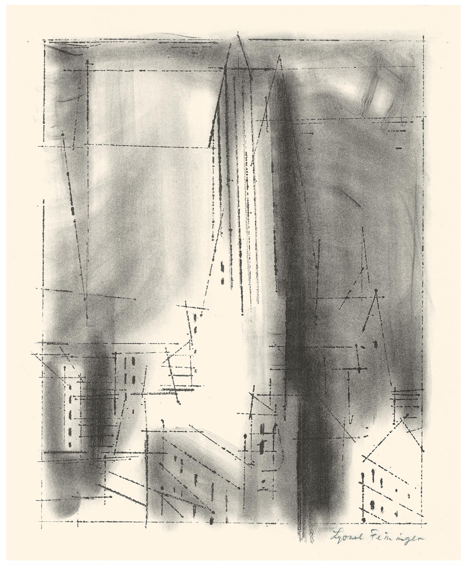 'Manhattan 1, stone 2' — New York City, Mid-Century Modernism - Print by Lyonel Feininger