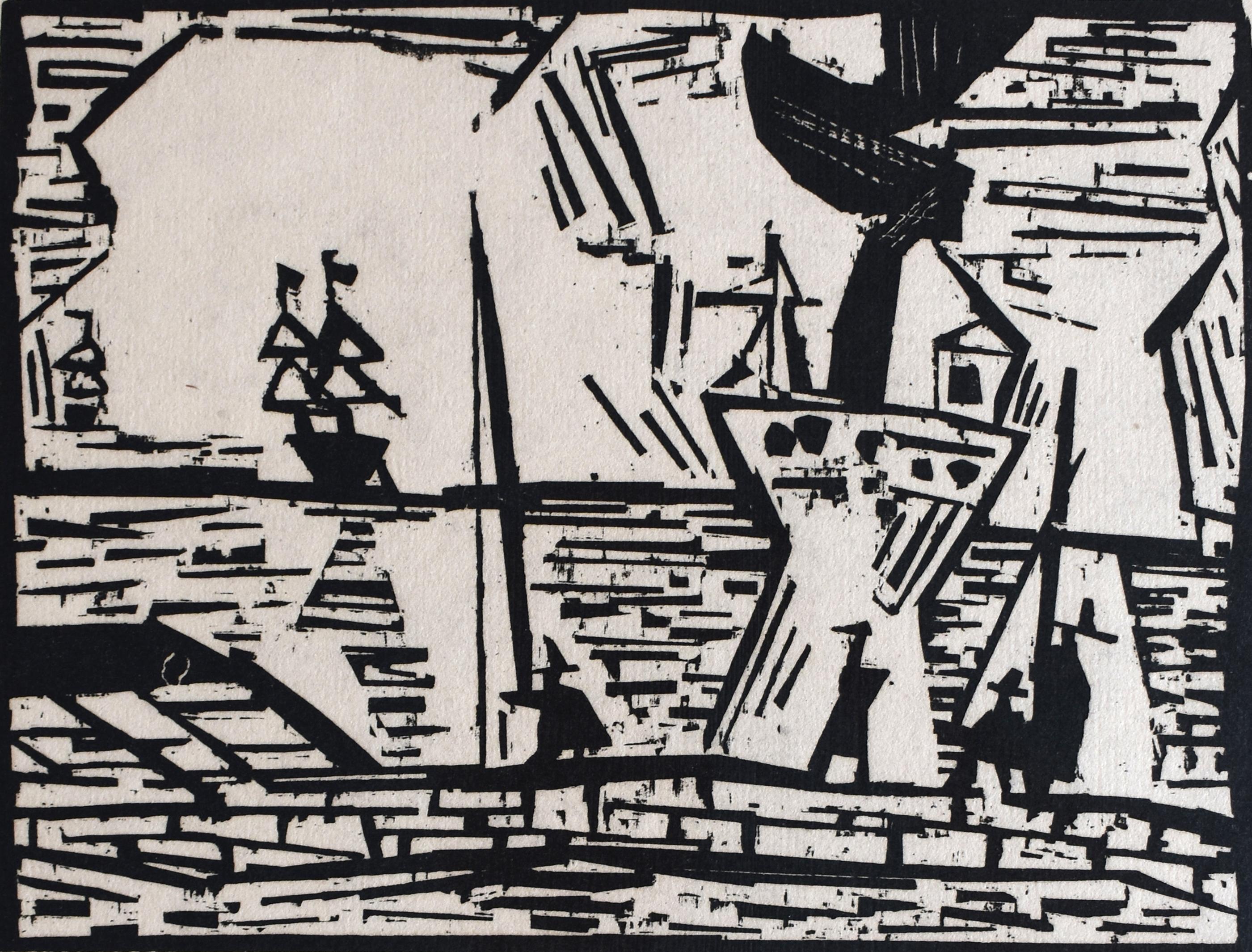 Lyonel Feininger Figurative Print – Auf der Kaimauer  Der Quaimauer, 1921