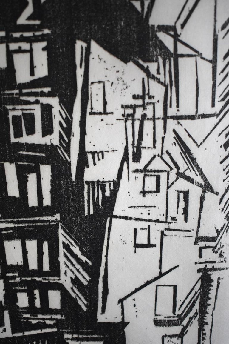 LYONEL FEININGER 1871-1956
1871 - New York - 1956 (American/German)

Title: Parisian Houses  Pariser Häuser, 1920/27

Technique: Original Hand Signed Woodcut on Laid Japan Paper

Paper size: 52 x 37.5 cm. / 20.5 x 14.8 in.
Image size: 37.2 x 27 cm.