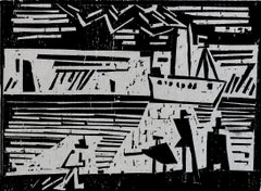 Steamboat Odin  Dampfer Odin - German Woodcut