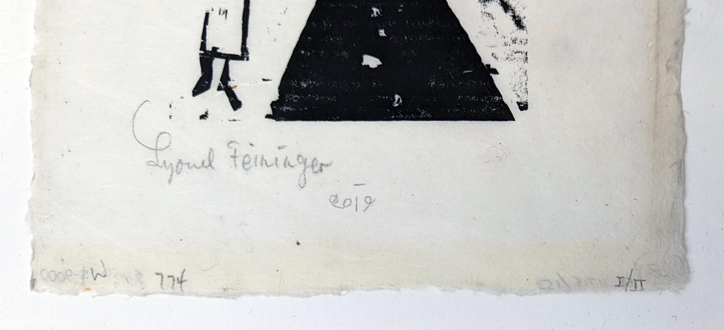 Stehkragen (rare hand signed woodcut) - Print by Lyonel Feininger