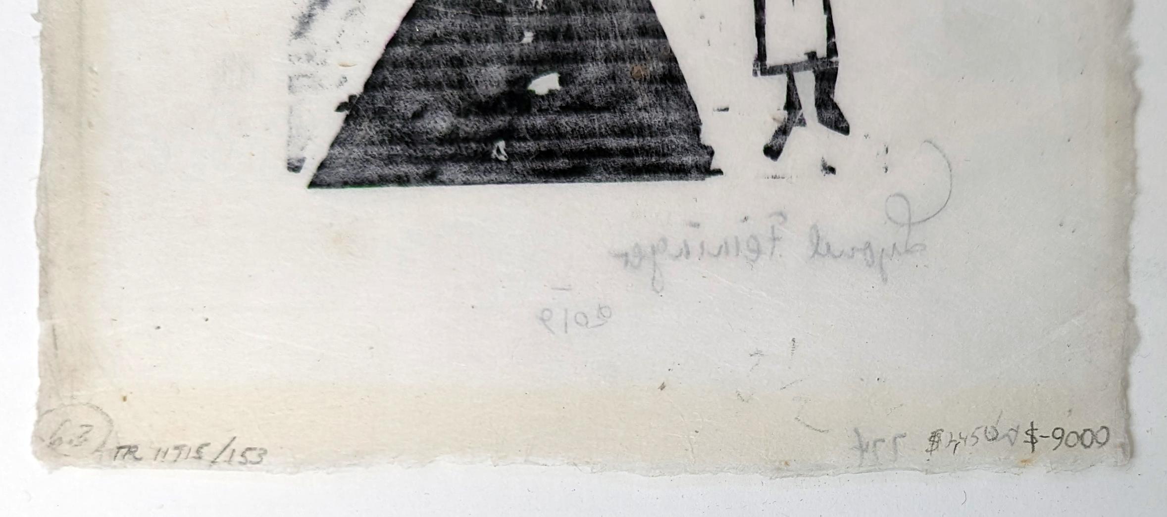 Stehkragen (rare hand signed woodcut) - Gray Portrait Print by Lyonel Feininger