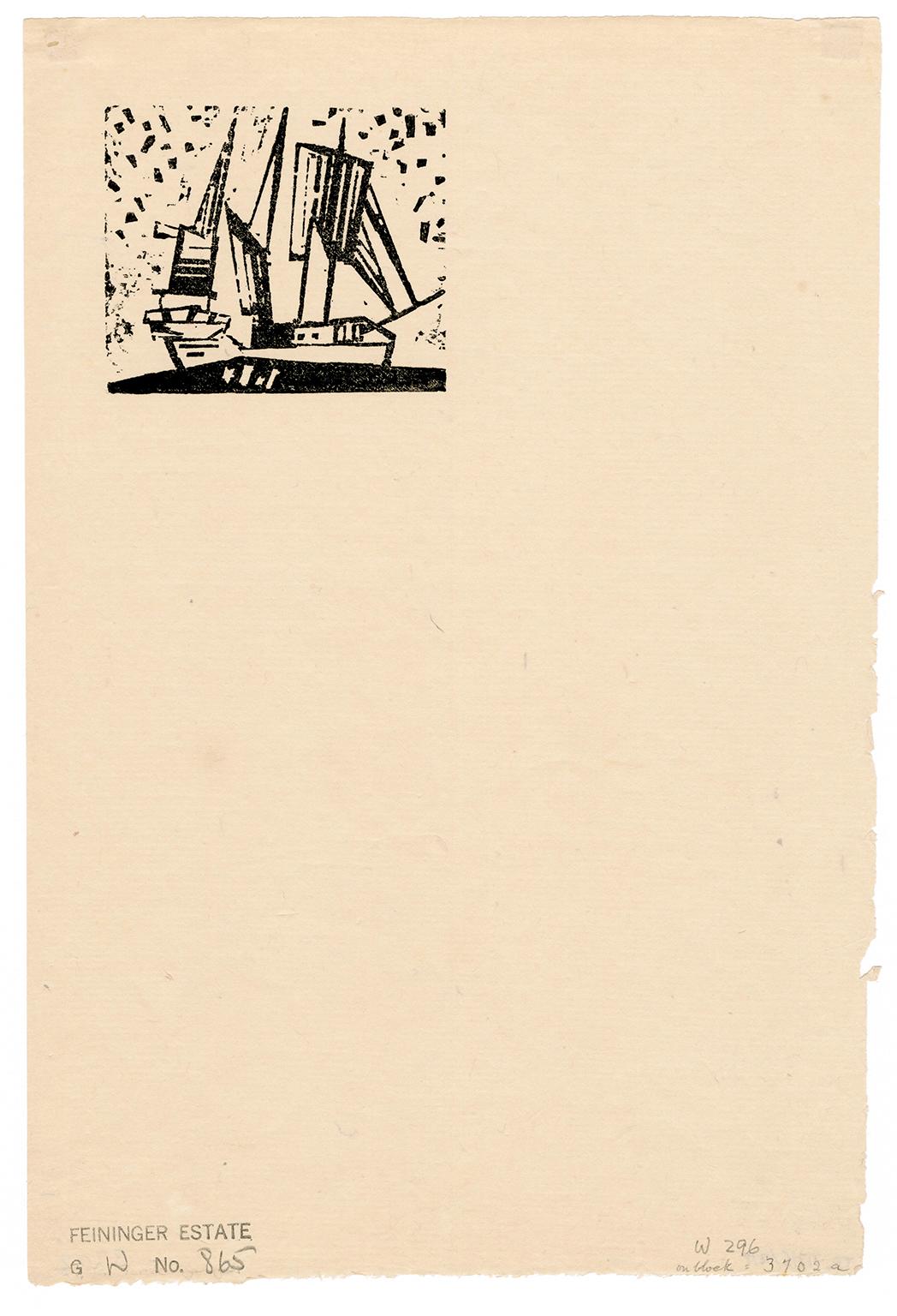 'Three Masted Ship, 2' – Artist's Personal Letterhead, Bauhaus Modernism - Print by Lyonel Feininger