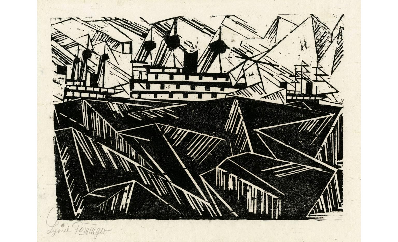 Lyonel Feininger Landscape Print - Warfleet, 1 ( Kriegsflotte, 1)