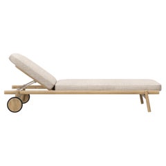 Lyora FSC Teak Wood And Ethereal Fabric Upholstery Sun Lounger by SNOC