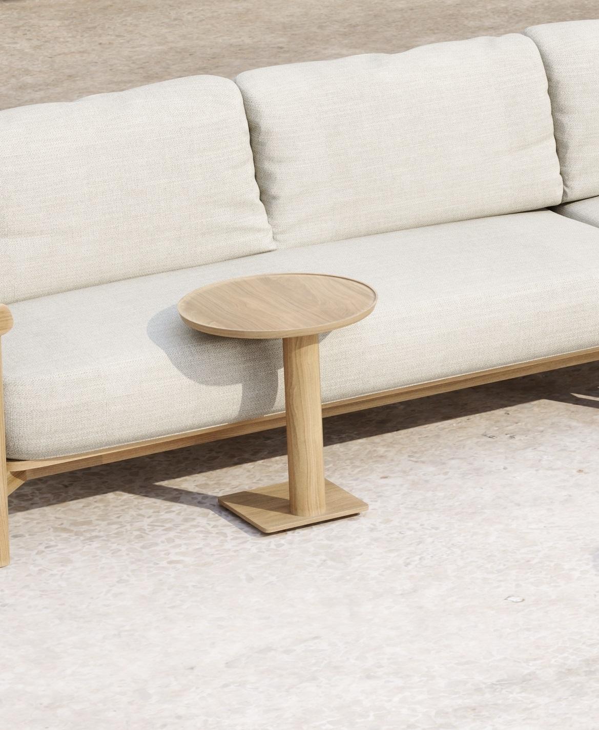 Lyora FSC Teak Wood Round Side Coffee Table by SNOC
Dimensions: Ø 43 x H 46 cm.
Materials: Teak wood.

A delicate mid-century style, tempered by contemporary and eclectic incursions to create an elegant, but never flashy product. Simple lines,