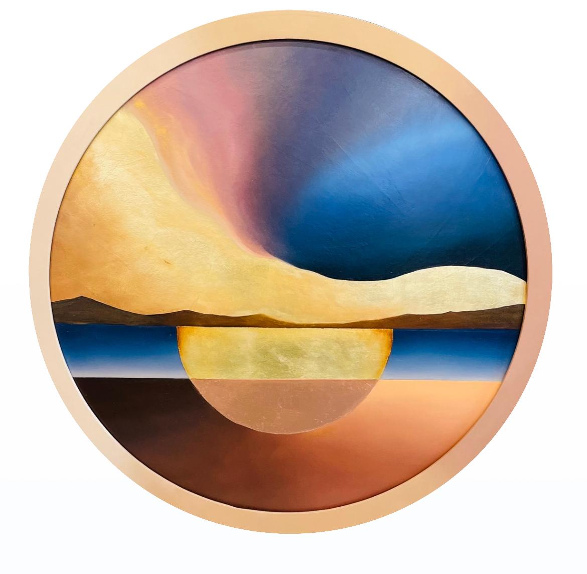 Nell'occhio dell'onda, dipinto a olio su legno di Lyora Pissarro, incorniciato