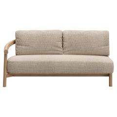 Lyora Teak Wood And Ethereal Fabric Two-Seater Left Modular Sofa by SNOC