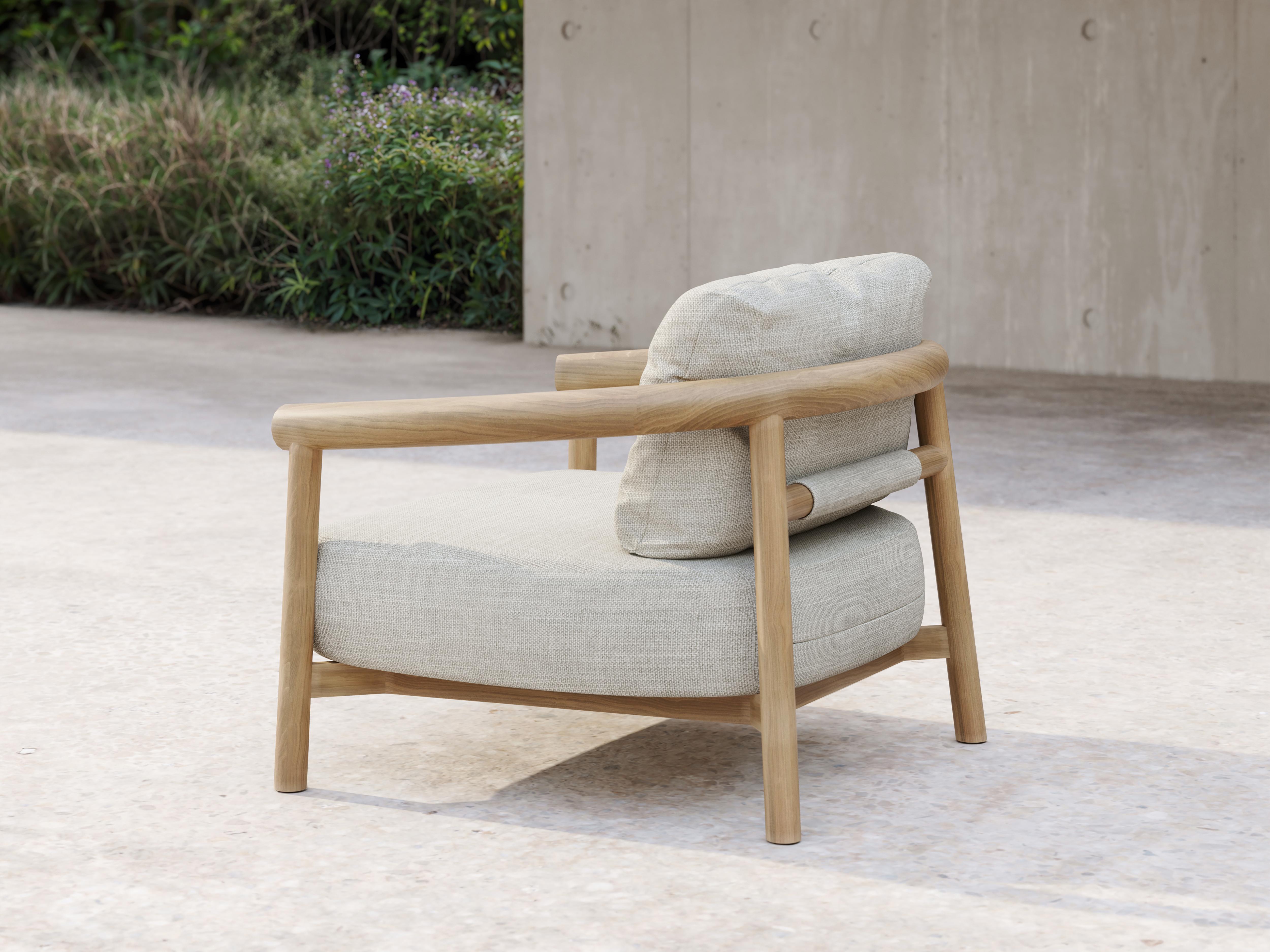 Lyora Teak Wood And Ethereal Fabric Upholstery Armchair by SNOC
Dimensions: D 83 x W 91 x H 66 cm. SH: 42 cm.
Materials: Teak wood and Ethereal fabric. 

A delicate mid-century style, tempered by contemporary and eclectic incursions to create an