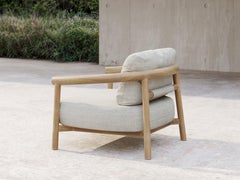 Lyora Teak Wood And Ethereal Fabric Upholstery Armchair by SNOC