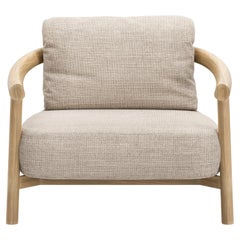 Lyora Teak Wood And Ethereal Fabric Upholstery Armchair by SNOC