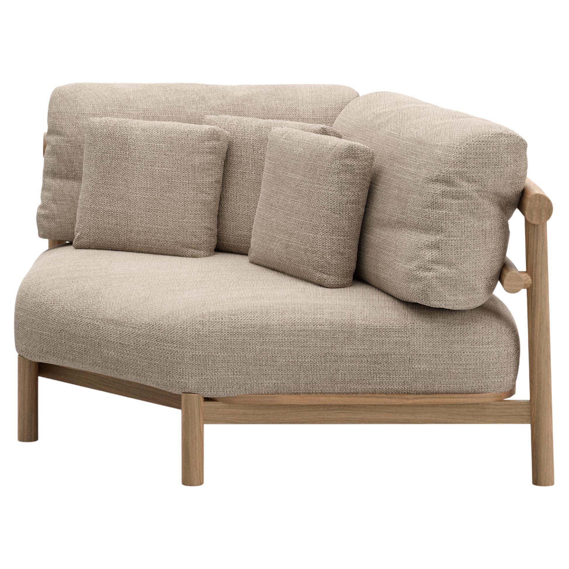 Lyora Teak Wood Frame And Ethereal Fabric Corner Modular Sofa by SNOC