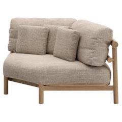 Lyora Teak Wood Frame And Ethereal Fabric Corner Modular Sofa by SNOC