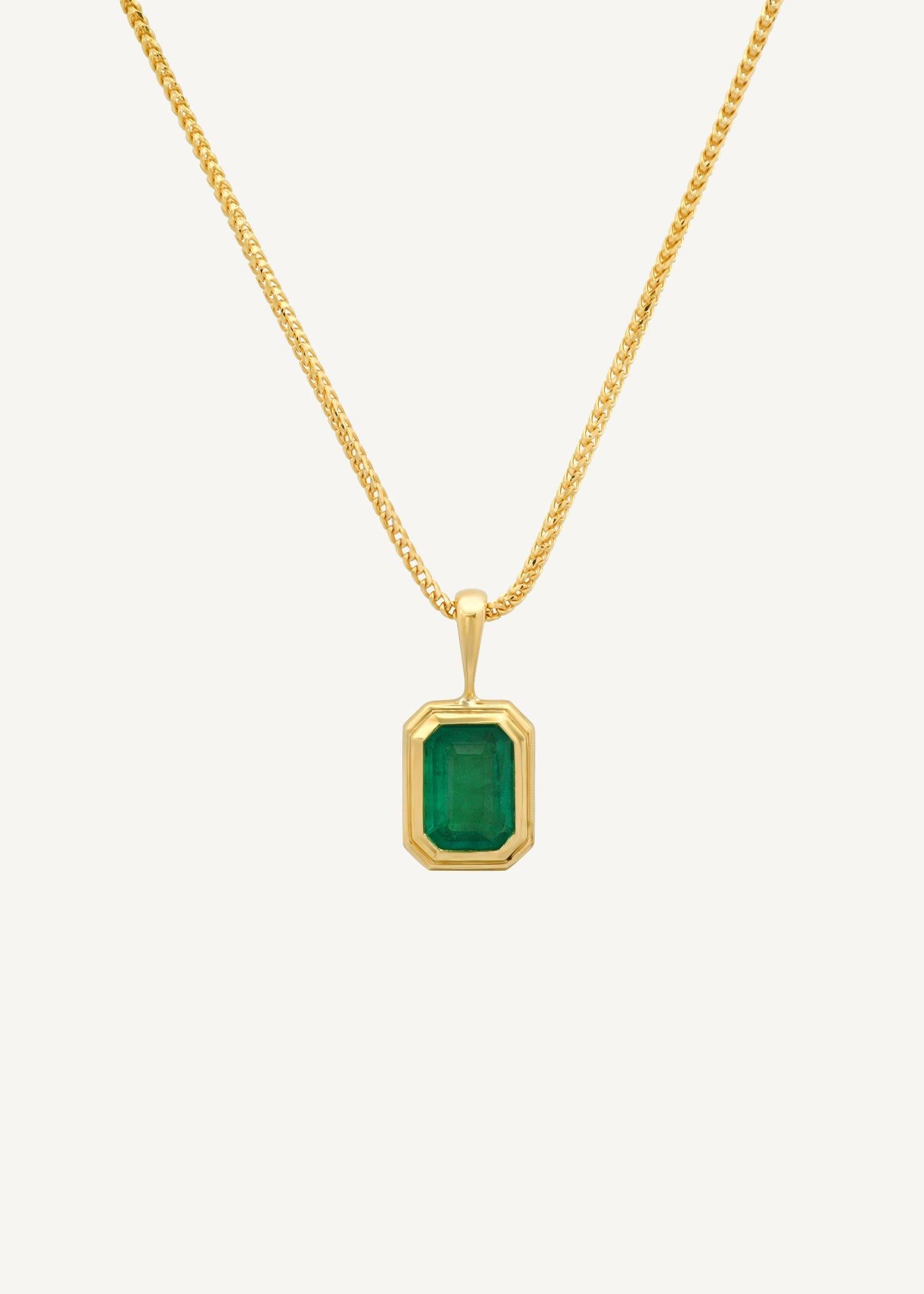 Women's or Men's Lyra Baguette Pendant III - Emerald 1cw For Sale