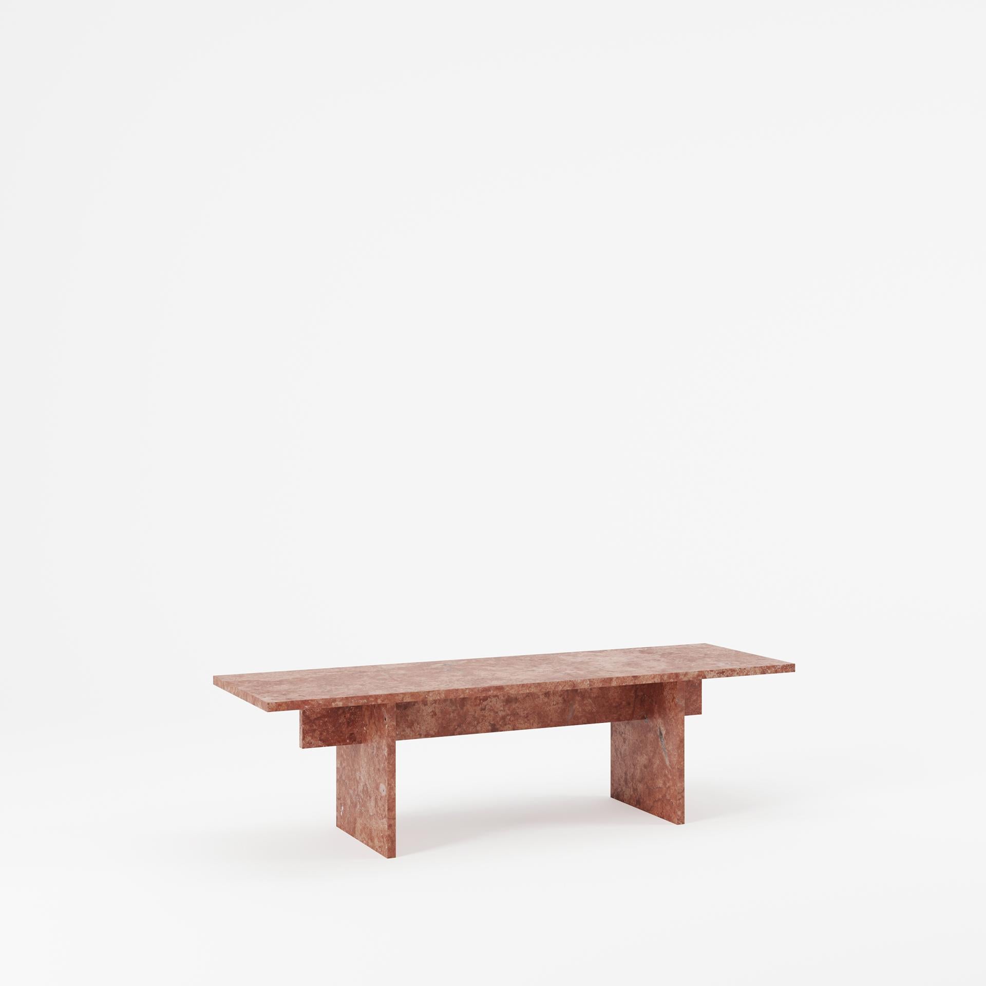 Minimaliste Table basse Lyra en travertin rouge en vente