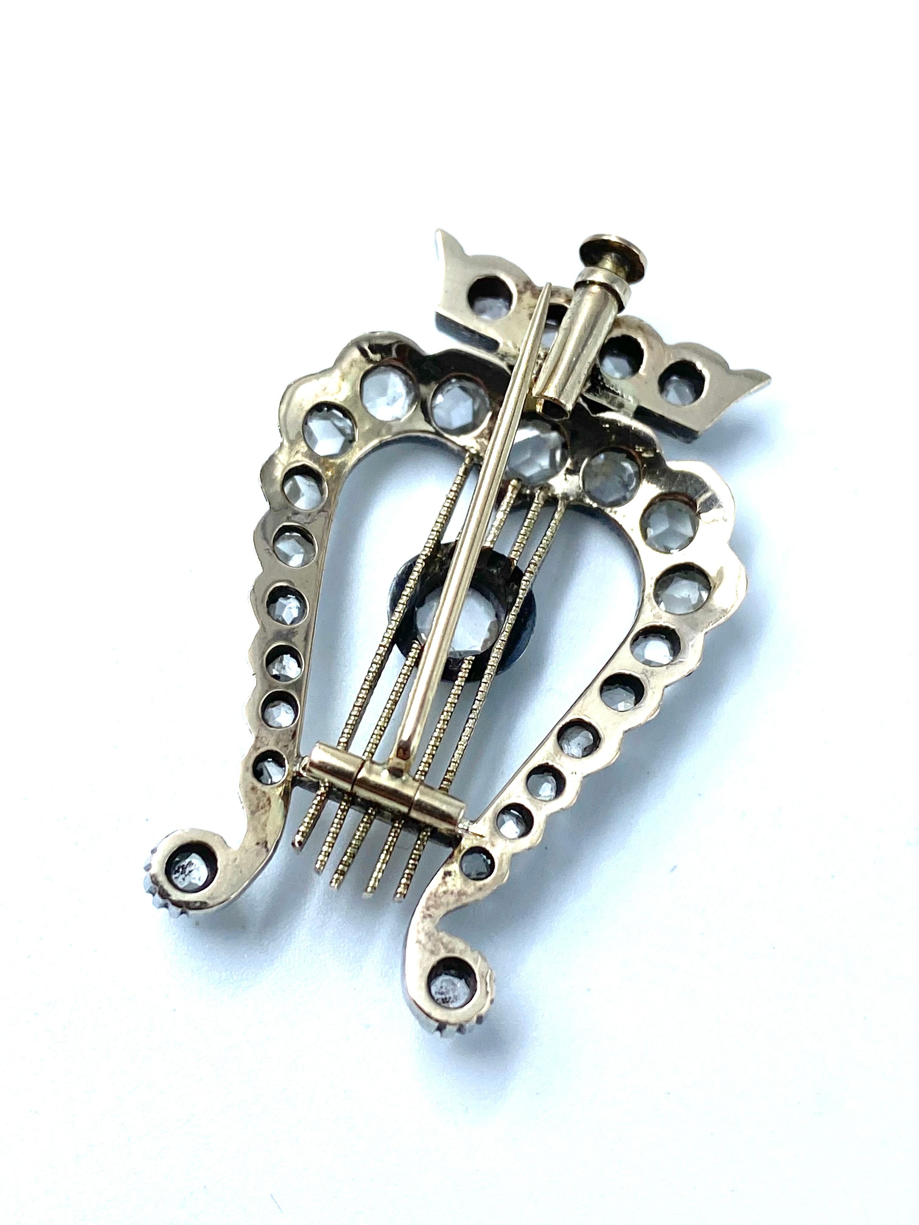 Lyra Diamonds Brooch, Late 19th Century In Excellent Condition For Sale In Sežana, SI
