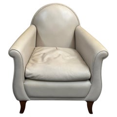 Sedia da salotto "Lyra" in pelle color taupe di Renzo Frau per Poltrona Frau