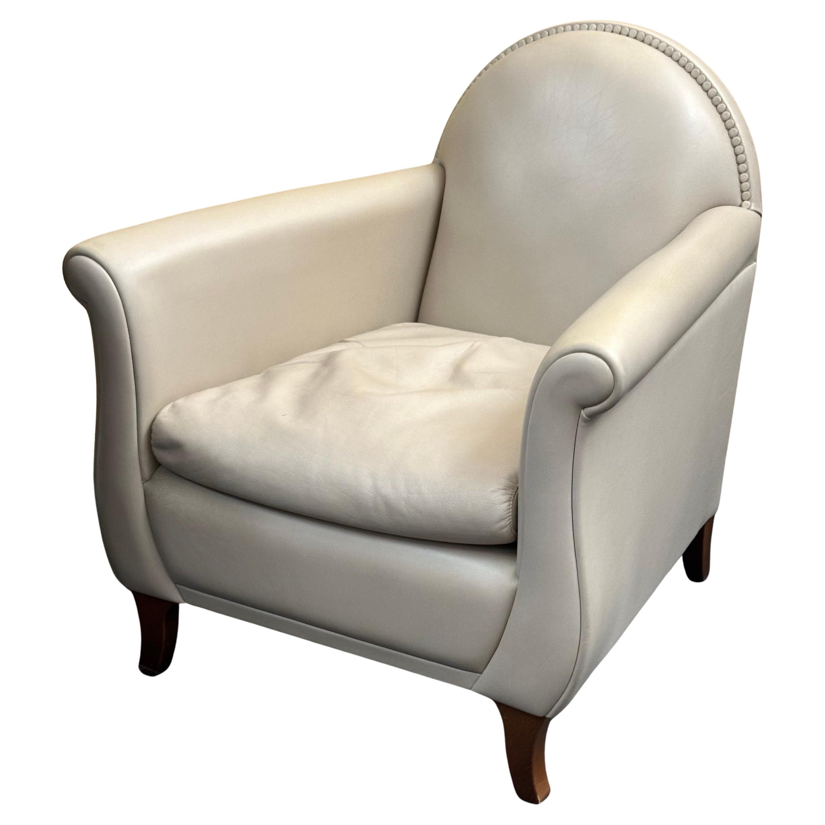 Sedia da salotto "Lyra" in pelle color taupe di Renzo Frau per Poltrona Frau