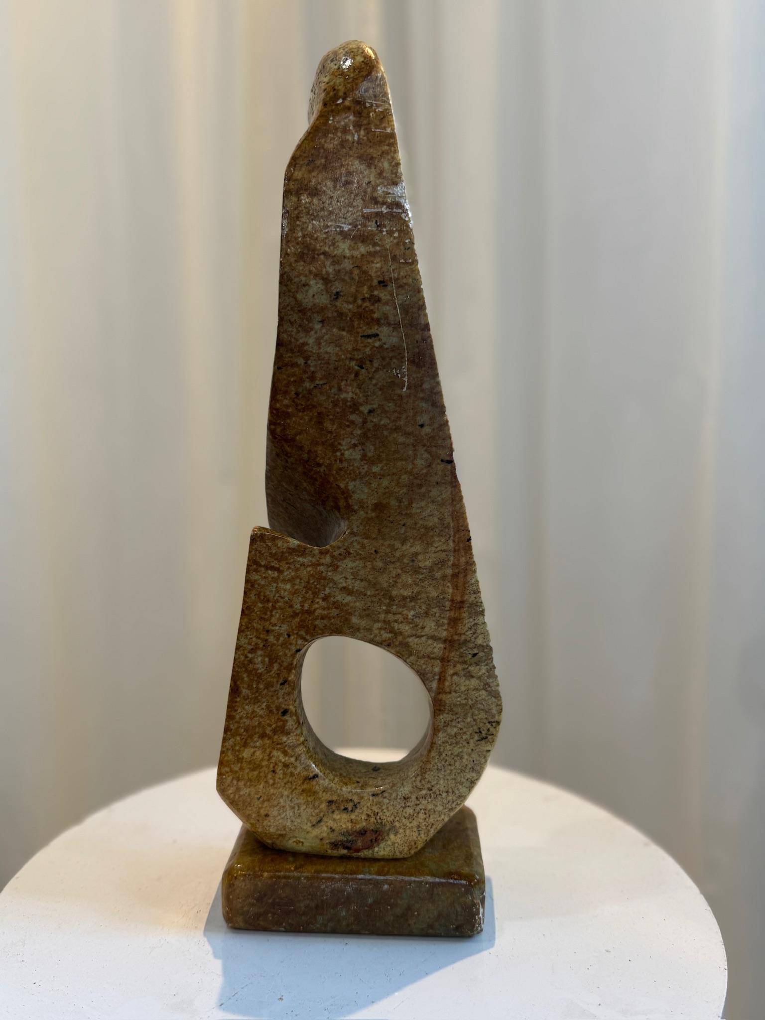 Hand-Carved Lyra Mid-Century Modern Large Soapstone Sculpture - Signed by Marco Lyra For Sale