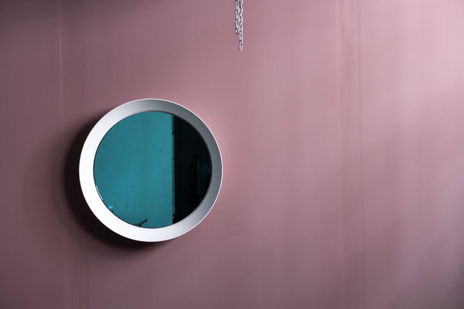 Lyra Mirror by Ben Barber Studio
Dimensions: D 60 cm
Materials: steel, plywood, mirror

Custom sizing upon request.
Custom finishes upon request.

A wall mounted mirror, nested within a spun frame. The Lyra mirror is hung via a custom supplied cleat