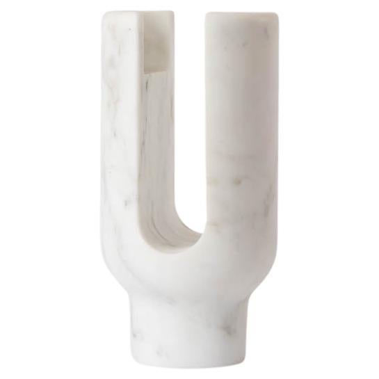 Vase à fleurs et bougeoir en marbre Lyra Paonazzo et bougeoir de Dan Yeffet