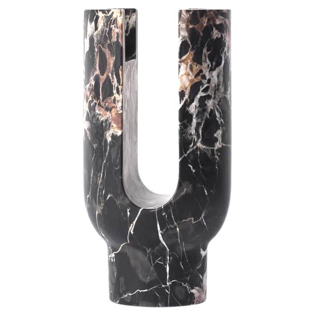 Vase à fleurs et bougeoir en marbre Lyra Portoro de Dan Yeffet en vente