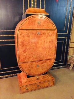 Lyra Secretary desk antique Viennese Biedermeier Style Birdseye maple veneer