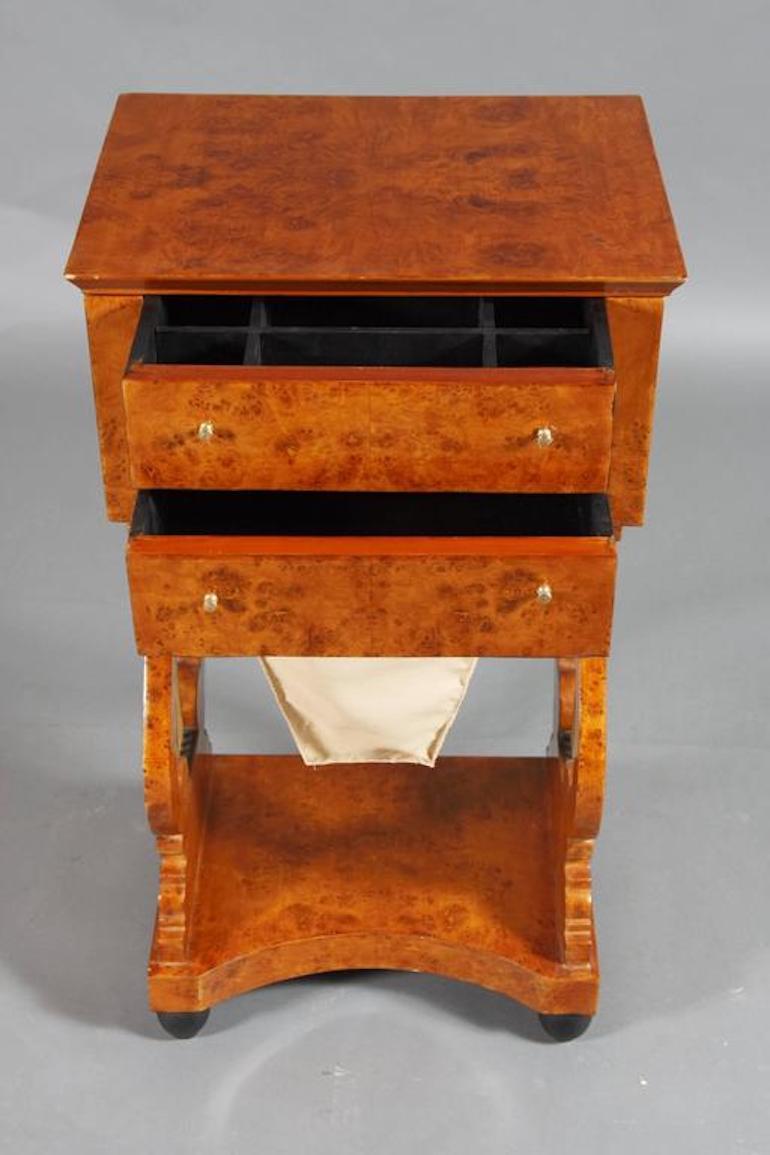 German Lyra Sewing Table in antique Biedermeier Style For Sale