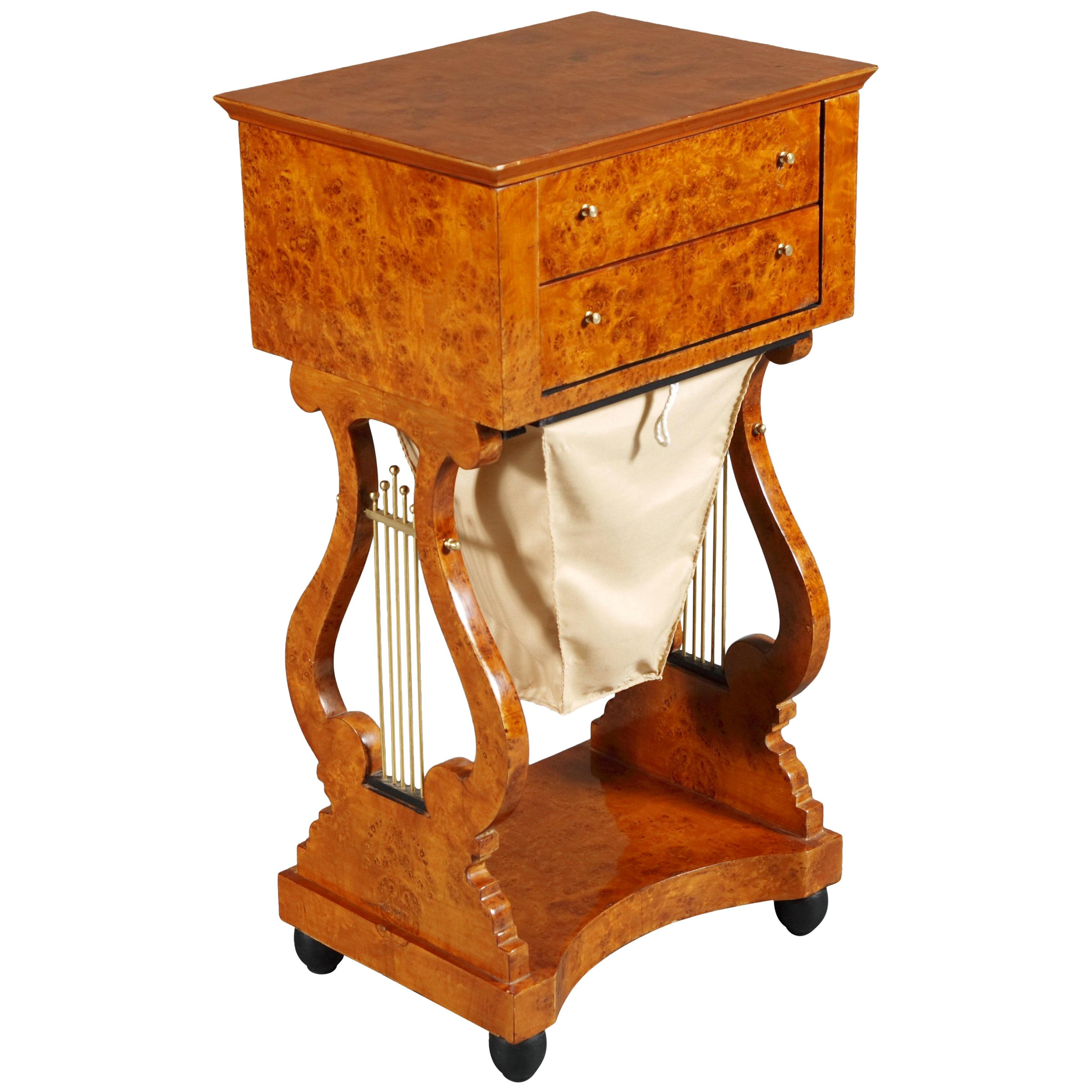 Lyra Sewing Table in Biedermeier Style